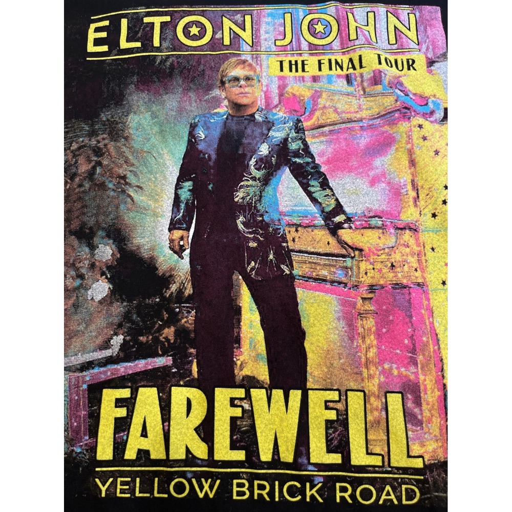 Elton John Farewell Yellow Brick Road The Final Tour T-Shirt Mens XL Black